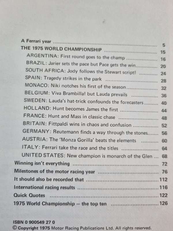 MOTOR RACING YEAR 1977 Edition - see Contents  4 pges 1976 World Championship at Kyalami Grand Prix