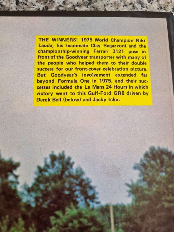 MOTOR RACING YEAR 1976 Edition - see Contents  4 pges 1975 World Championship at Kyalami Grand Prix