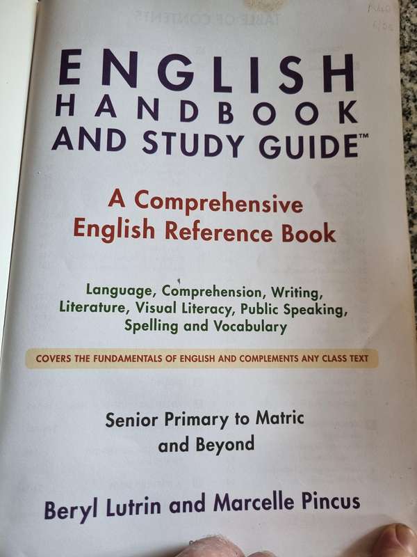 ENGLISH HANDBOOK & STUDY GUIDE English Students SENIOR PRIMARY - MATRIC and BEYOND BERYL LUTRIN