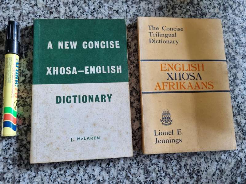 2 BOOKS , A NEW CONCISE XHOSA ENGLISH DICTIONARY J McLAREN plus AFRIKAANS XHOSA ENGLISH TRILINGUAL