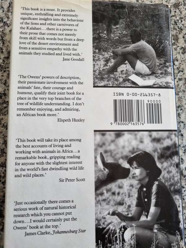 CRY OF THE KALAHARI MARK and DELIA OWENS ( wildlife conservation in the desert environment hardcover
