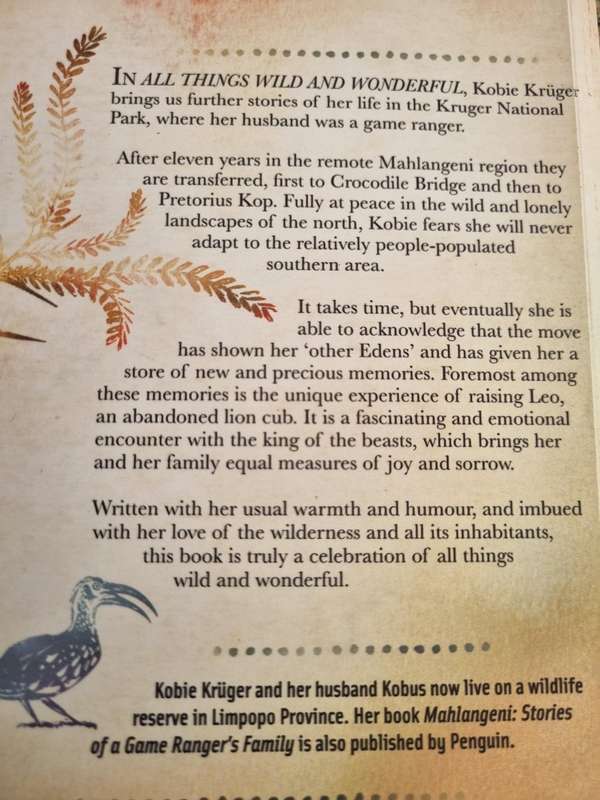ALL THINGS WILD and WONDERFUL KOBIE KRUGER  Her life wife of a Game Ranger at Kruger National Park