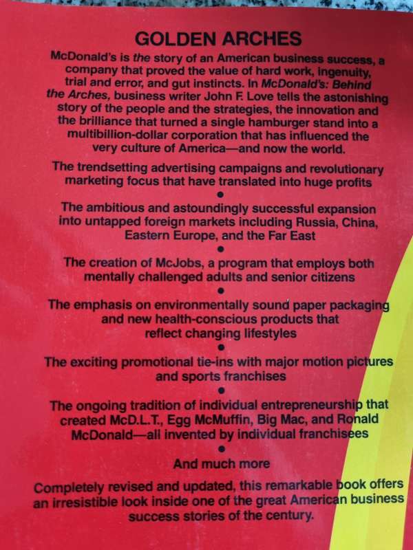 McDONALDS Behind the Arches JOHN LOVE Revised edition  ( Americas Business Successful Fast Food )