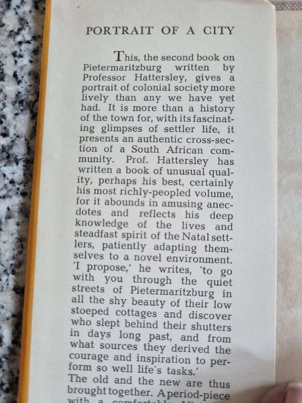 PORTRAIT OF A CITY ALAN F HATTERSLEY  1951 (The City is Pietermaritzburg )