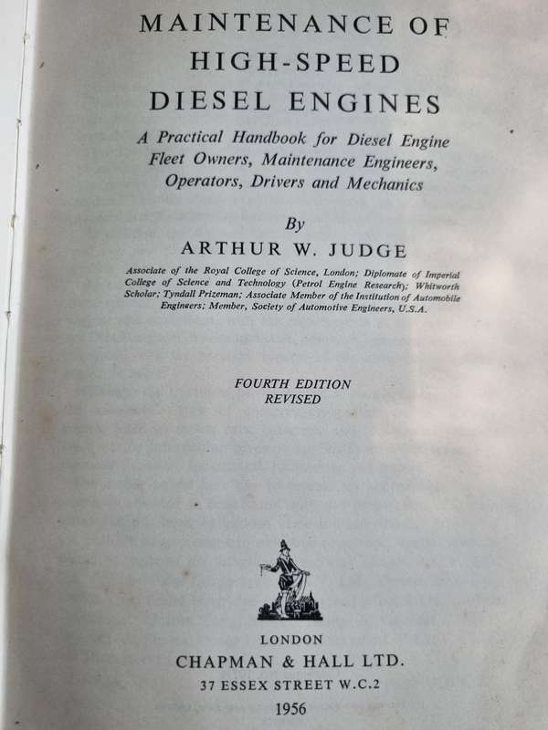 Maintenance of High Speed DIESEL ENGINES ARTHUR W JUDGE 4th Edition 1956 Engineering cars trucks