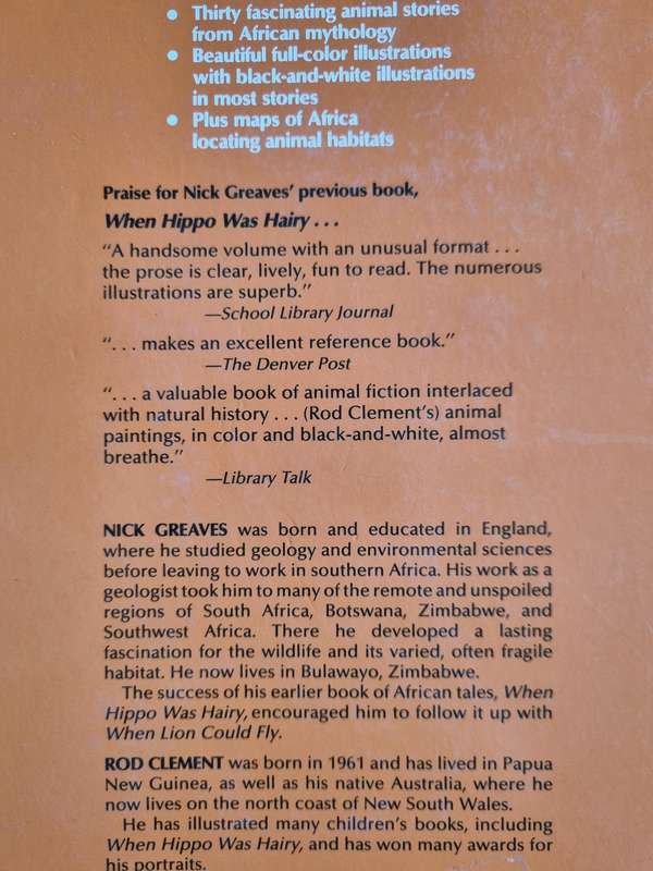 WHEN LION COULD FLY & tales from Africa Told NICK GREAVES 30  fascinating animal stories mythology