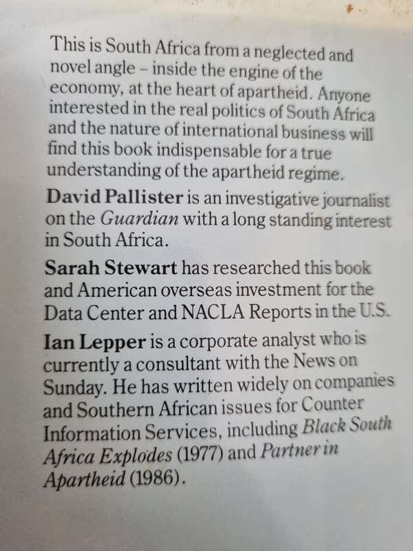 South Africa Inc. THE OPPENHEIMER EMPIRE DAVID PALLISTER SARAH STEWART & IAN LEPPER 1987