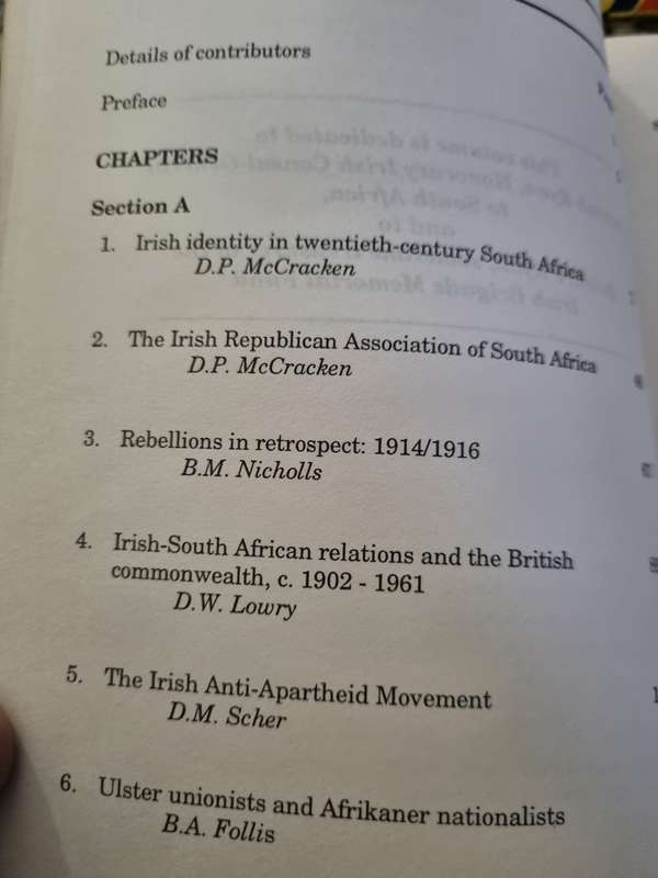 IRELAND and SOUTH AFRICA in MODERN TIMES Southern African IRISH STUDIES Ed. DONAL P McCRACKEN Vol. 3