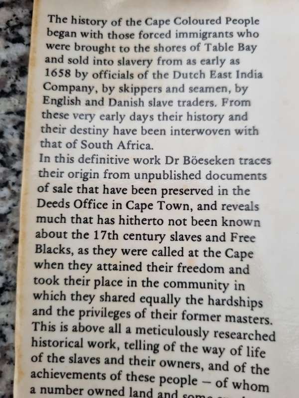 A J Boesseken Slaves and Free Blacks at the Cape 1658-1700