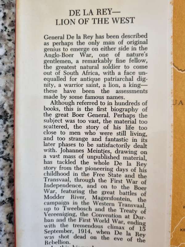 DE LA REY LION OF THE WEST JOHANNES MEINTJIES  ( Biography also a great Boer War General   )