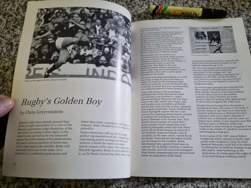 NAAS BOTHA'S GOLDEN BOY South African Sporting Greats First edition 1989 ( Rugby )