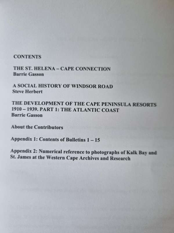 KALK BAY HISTORICAL ASSOCIATION  Bulletin No. 16 March 2012 Compiled by BARRIE GASSON