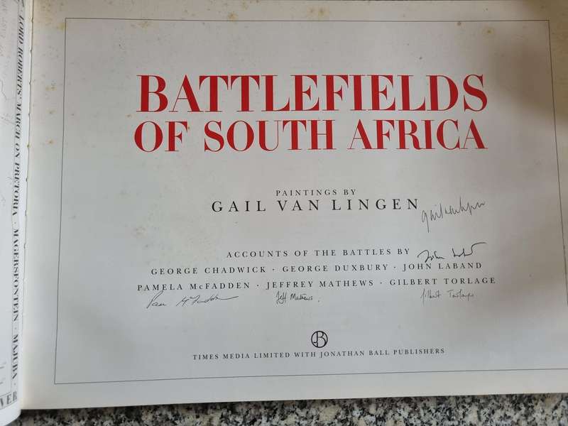 BATTLEFIELDS OF SOUTH AFRICA  Paintings GAIL van LINGEN A/cs of Battles George Chadwick Signed - all