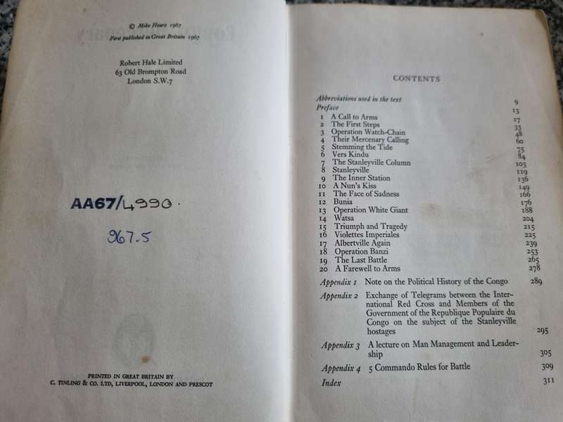 CONGO MERCENARY MIKE HOARE  ( Hardcover ) Please note the condition