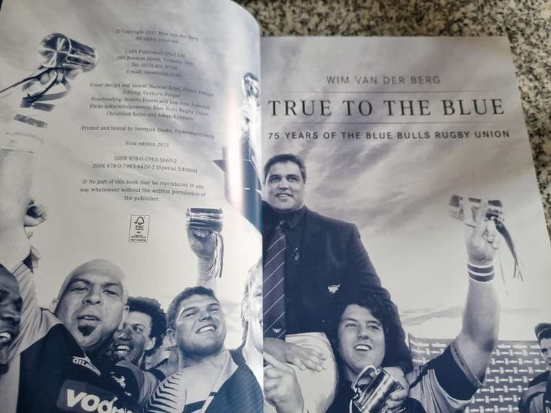 75 Years of BLUE BULLS RUGBY TRUE TO THE BLUE WIM VAN DER BERG with Slipcase 2013