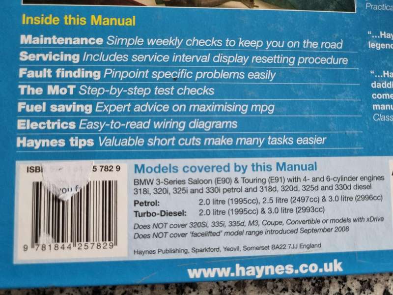 BMW 3 SERIES 2005 to Sept 2008 Petrol & Diesel HAYNES 4782 Owners Workshop Manual ( 3-Series )