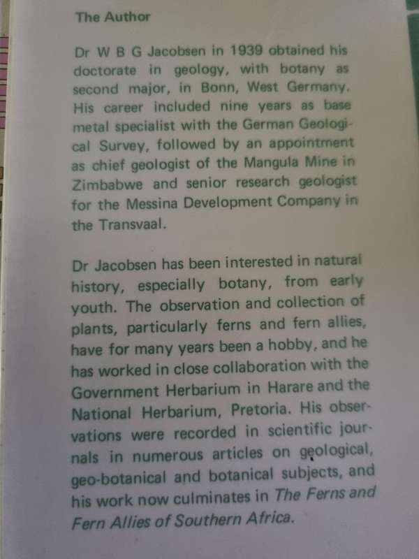 The FERNS and FERN ALLIES OF SOUTHERN AFRICA W B G JACOBSON (  botany non flowering plants flora )