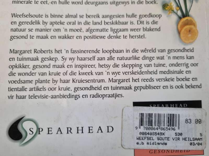 MARGARET ROBERTS WEEFSELSOUTE VIR HEILSAAMHEID