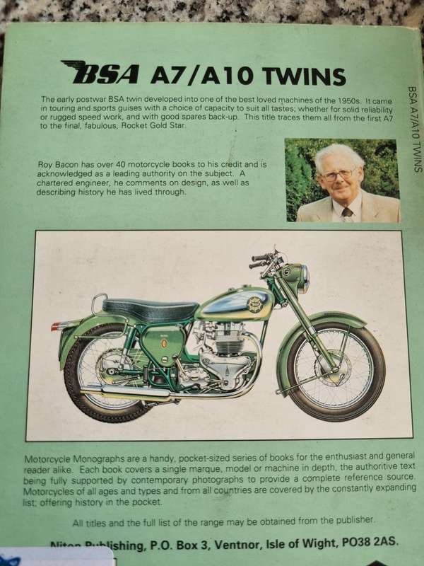 BSA A7/A10 Twins, All Models, 1946-1963 ( Motorcycle Monographs No. 4 ) ROY BACON