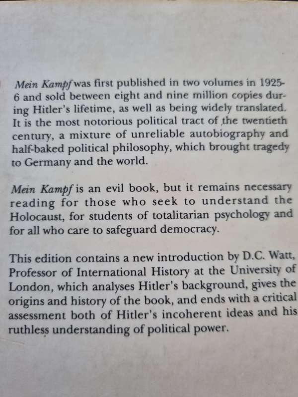 MEIN KAMPF ADOLF HITLER Translated by Ralph Manheim Softcover of 636 pages