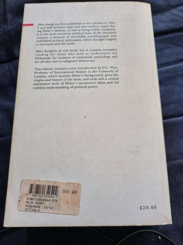 MEIN KAMPF ADOLF HITLER Translated by Ralph Manheim Softcover of 636 pages