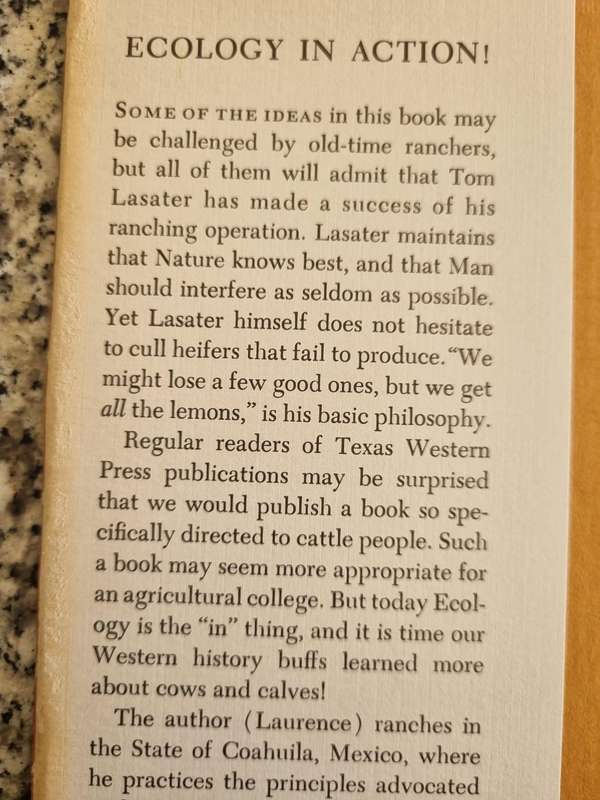 THE LASATER PHILOSOPHY OF CATTLE RAISING by LAURENCE M LASATER 1972  cattle farming