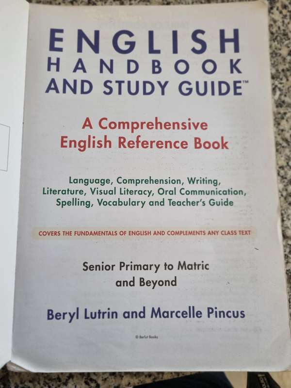 ENGLISH HANDBOOK & STUDY GUIDE English Students SENIOR PRIMARY - MATRIC and BEYOND BERYL LUTRIN