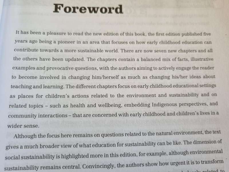 YOUNG CHILDREN and the ENVIROMENT Early education for Sustainability Ed. JULIE M DAVIS 2nd Ed.