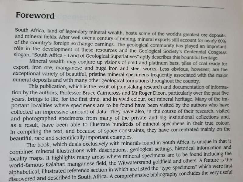 MINERALS OF SOUTH AFRICA BRUCE CAIRNCROSS ROGER DIXON