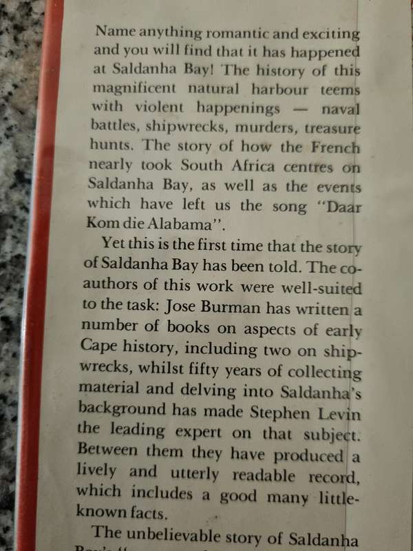 THE SALDANHA BAY STORY JOSE BURMAN STEPHEN LEVIN ex library  ( West Coast Cape Province )