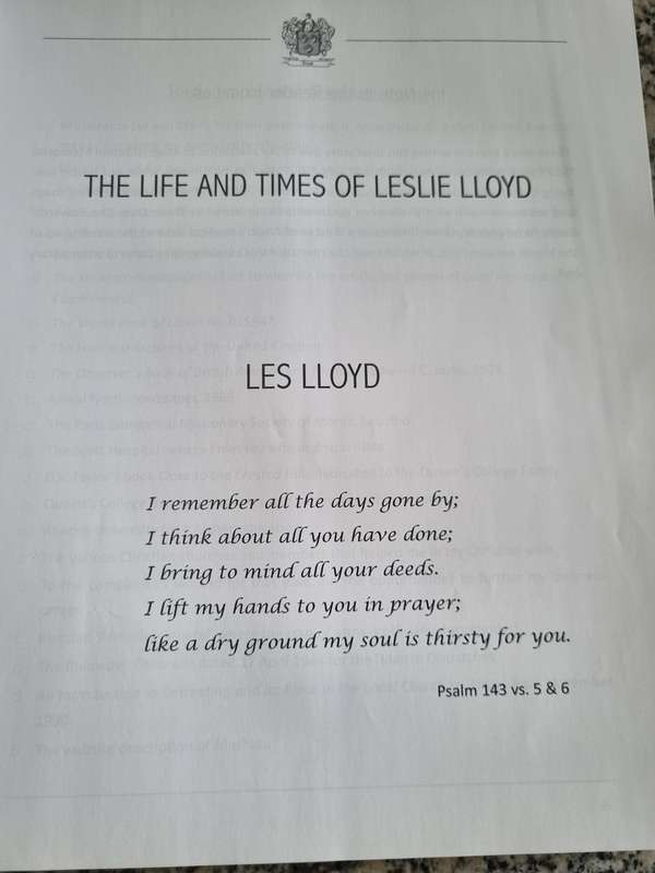 THE LIFE and TIMES of LESLIE LLOYD LES LLOYD ( Vol. 1 ) 2018 ( including origins of the Lloyd name )