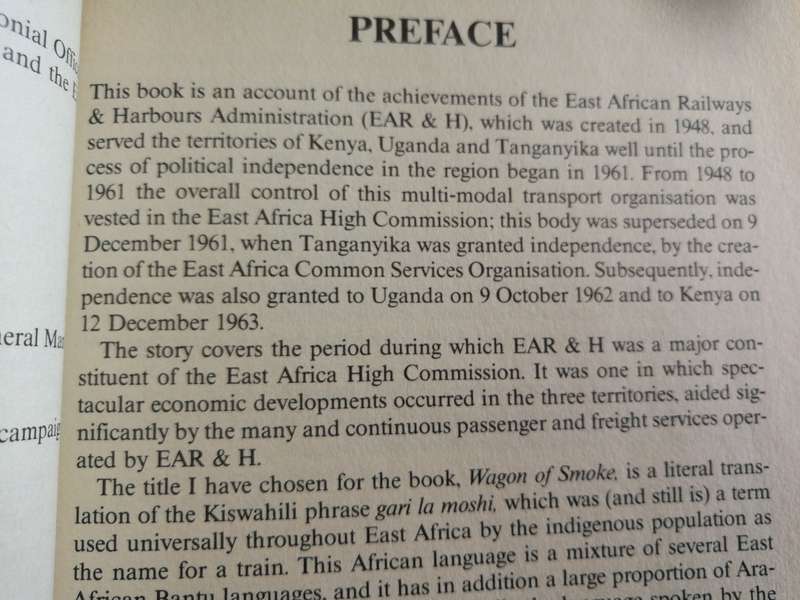 WAGON OF SMOKE Informal History of East African Railways & Harbours  1948 - 1961 ARTHUR F BECKENHAM