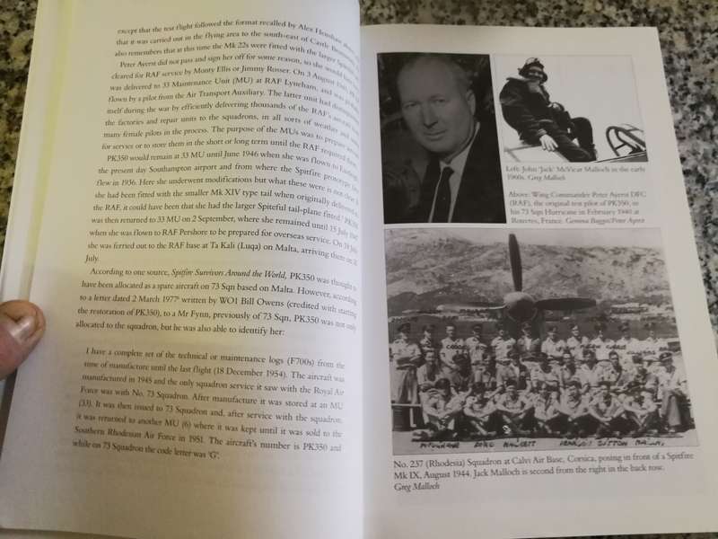MALLOCHS SPITFIRE The Story and restoration of PK350 NICK MEIKLE  ( Rhodesia Jack Malloch  pub. 2013
