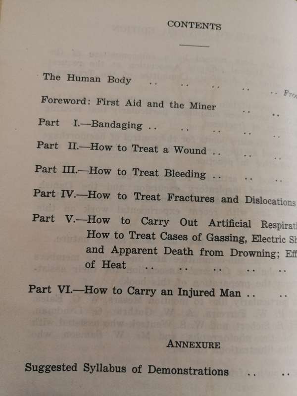 PRACTICAL FIRST AID FOR MINERS  Published Transvaal & Orange Free State Chamber of Mines 1954