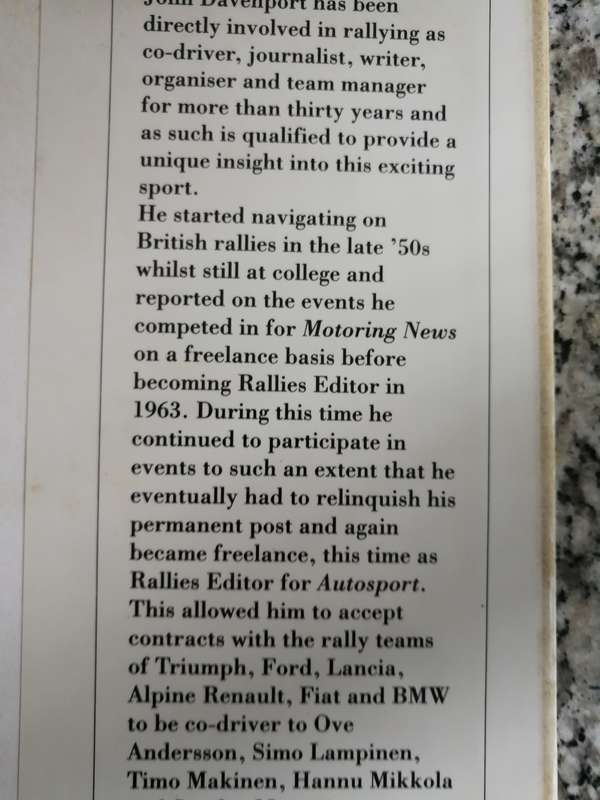 THE GUINNESS BOOK OF RALLYING JOHN DAVENPORT (  rally motorsport motor racing )