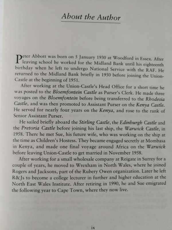 UNION CASTLE LAVENDER HULL MOB Voyages around Africa  PETER ABBOTT 20th Century shipping travel
