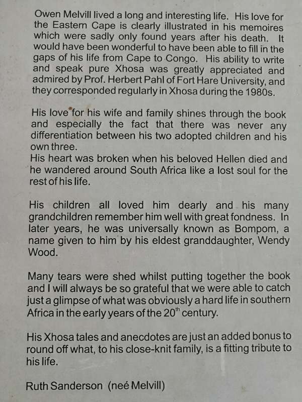 OWEN FRED TOZER MILVILL 16 Jan 1903 - 27 Jun 1990 His Story & his Xhosaland Anecdotes RUTH SANDERSON