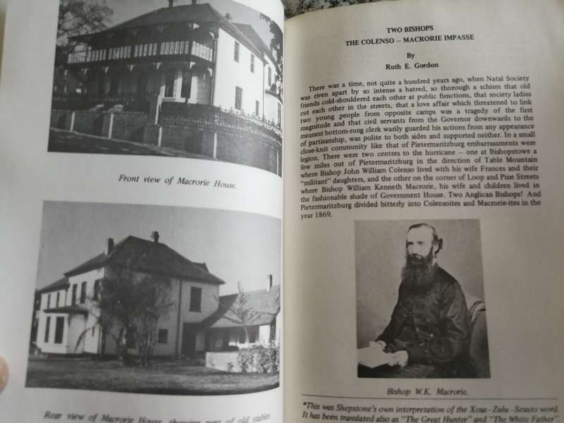 MACRORIE GENTLE BISHOP OF MARITZBURG & his confrontation with JOHN WILLIAM COLENSO 1869-1891
