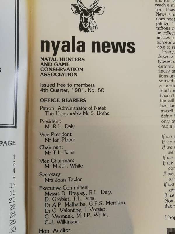 NYALA NEWS SPECIAL 50th Edition 4th Quarter 1981 Natal Hunters & Game Conservation Association