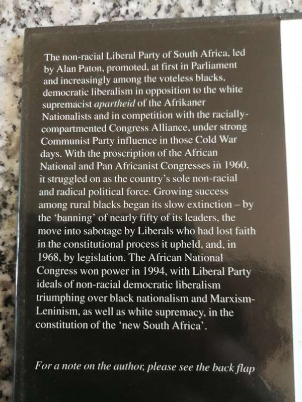 LIBERALS AGAINST APARTHEID A History 1953 - 68 RANDOLPH VIGNE  Politics South Africa appears Signed