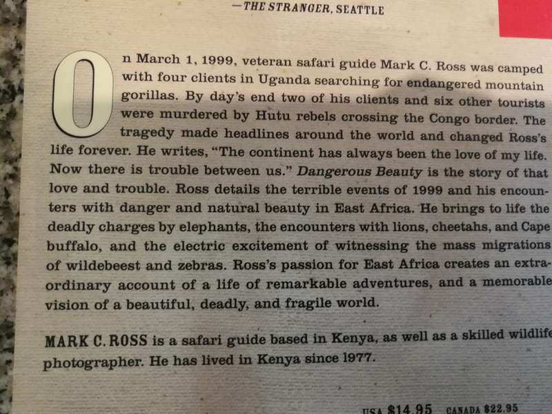 DANGEROUS BEAUTY Life & Death in Africa True Stories from a Safari Guide MARK C ROSS  wildlife