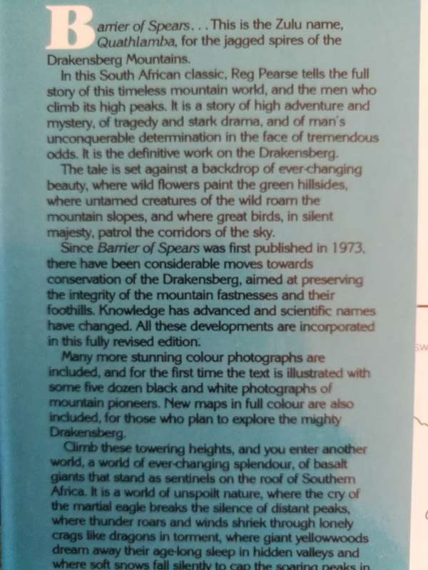 BARRIER OF SPEARS Drama of the Drakensberg R O PEARSE New Edition with JAMES BYROM ( Mountains )