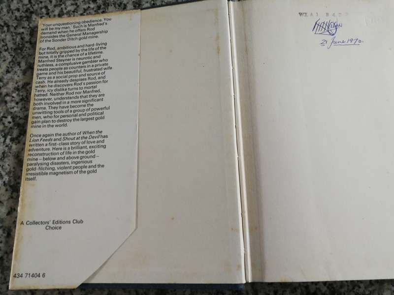WILBUR SMITH GOLD MINE Heineman First Published 1970  ( First Edition )