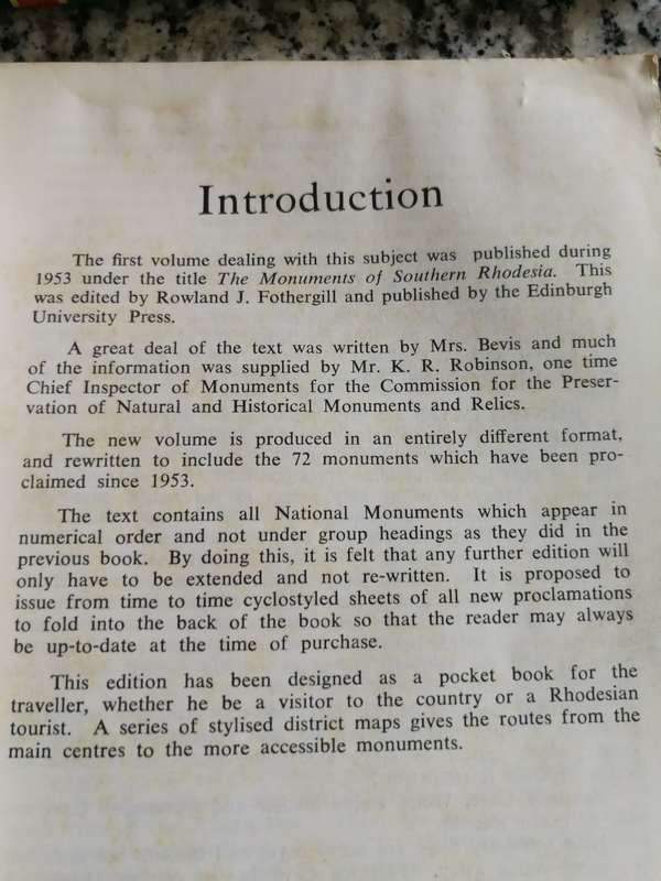 A GUIDE TO THE HISTORIC & PRE HISTORIC MONUMENTS OF RHODESIA C K COOKE 1972  ( Rhodesiana )
