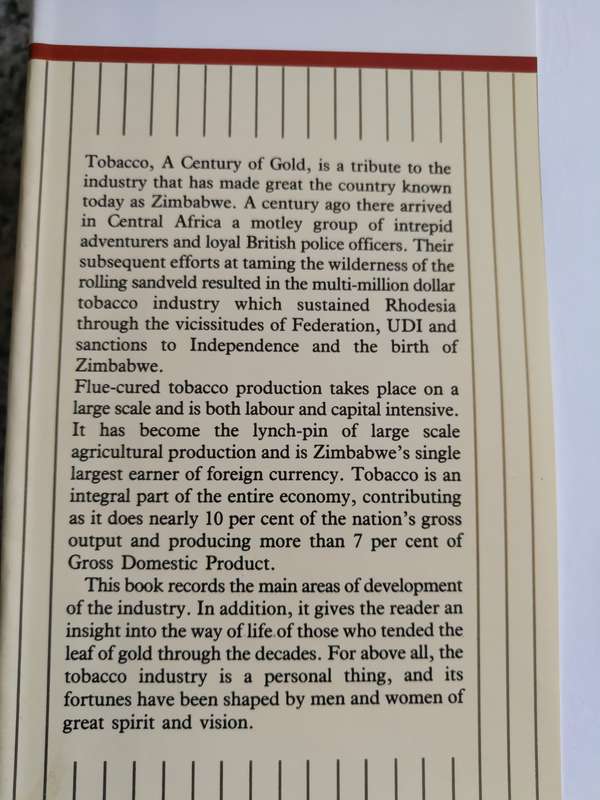 1890 - 1990 TOBACCO A CENTURY of GOLD TRISH MBANGA ( a tribute to an industry ) Rhodesia Zimbabwe