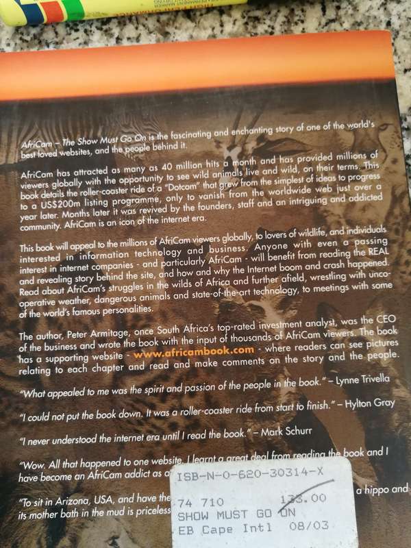 Website Africam Book The Show Must Go On PETER ARMATAGE  The story behind the internet site wildlife