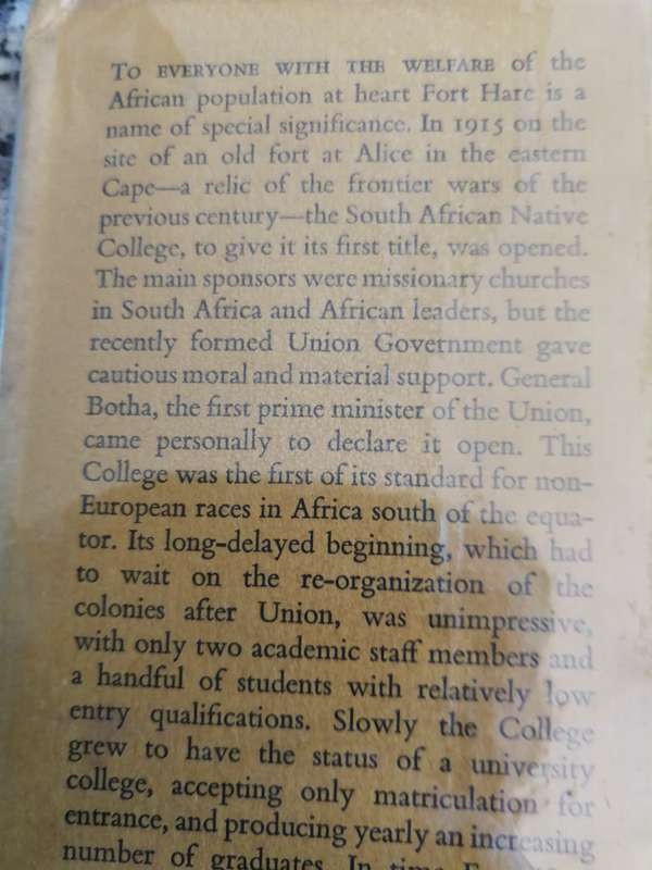 FORT HARE 1915 -48 The Evolution of an AFRICAN COLLEGE  ALEXANDER KERR  First  Principal University