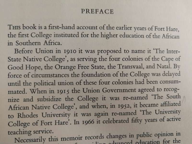 FORT HARE 1915 -48 The Evolution of an AFRICAN COLLEGE  ALEXANDER KERR  First  Principal University