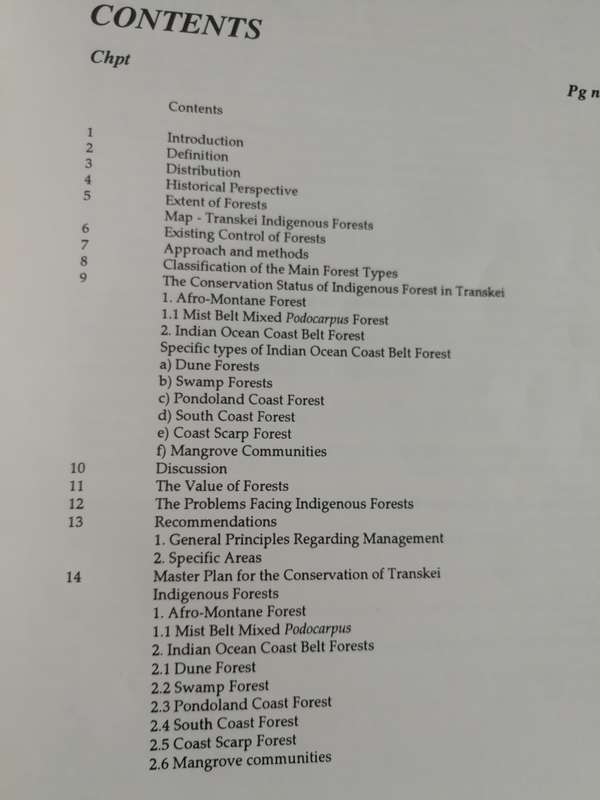 TRANSKEI FOREST SURVEY K H COOPER & W SWART WWF 1992 Vegetation forestry scarce