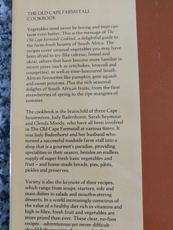 THE OLD CAPE FARMSTALL COOKBOOK JUDY BADENHORST GLENDA MOODY & SARAH SEYMOUR